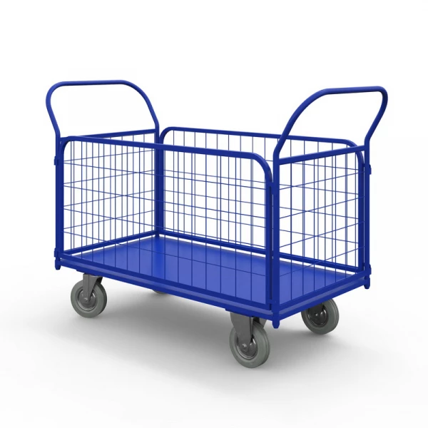 Тележка платформенная с сетчатыми бортами ТС 1 (500х800) г/п 450 кг.160 серая резина HV Market