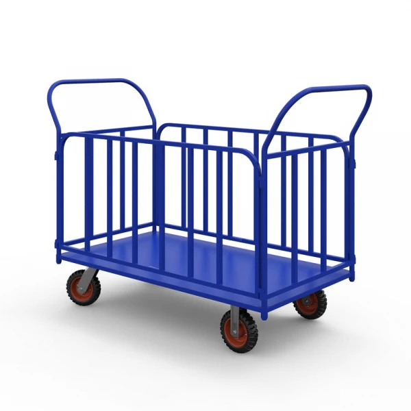 Тележка платформенная с трубчатыми бортами ТБ 2 (600х900) г/п 600 кг.160 литая протекторная резина HV Market