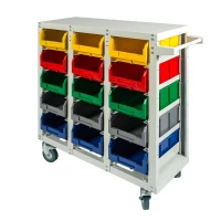 Стеллаж с направляющими мобильный односторонний V3-15 ячеек (125И), г/п350кг HV Market