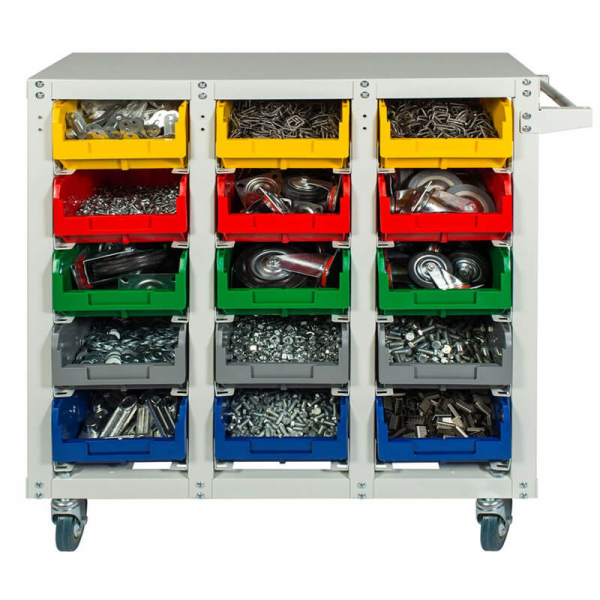 Стеллаж с направляющими мобильный односторонний V3-15 ячеек (125И), г/п350кг HV Market