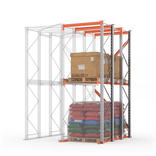 Секция доборная стеллажа набивного паллетного 4000х2550х850 (85.1.5). Ярусы: пол+1 HV Market