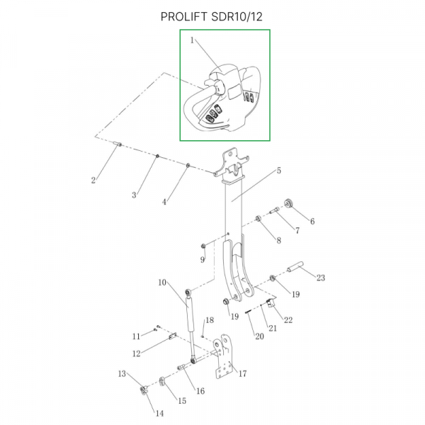 Верхняя часть ручки в сборе для штабелеров SDR 1016/1030/1035/1225/1230/1235/1635
