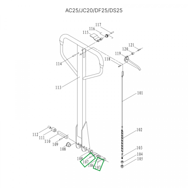 Штифт (8х50 мм) для гидравлических тележек AC25, DF25, JC20, AC30 HV Market