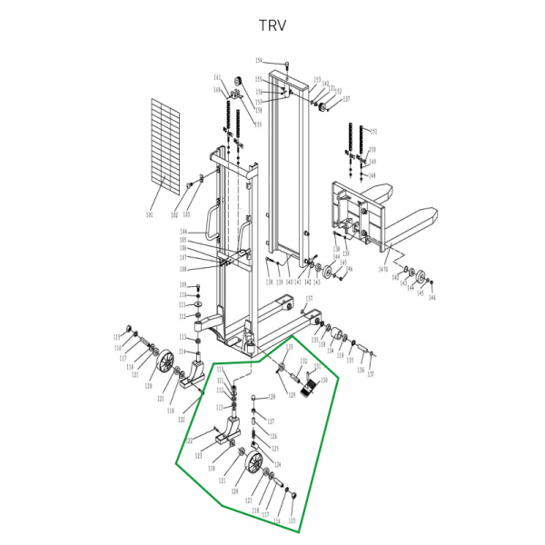 Колесная опора поворотная с тормозом в сборе для TRV