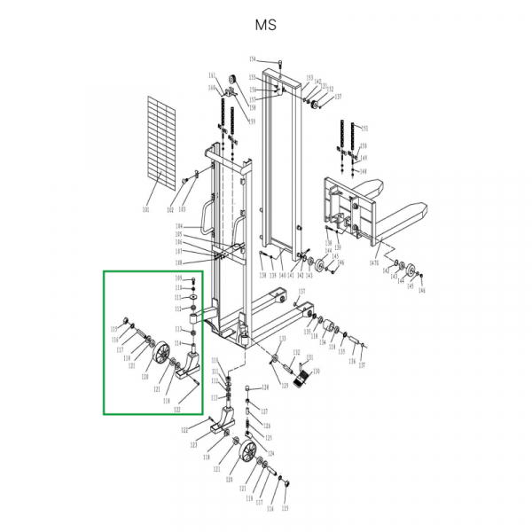 Колесная опора поворотная в сборе для MS